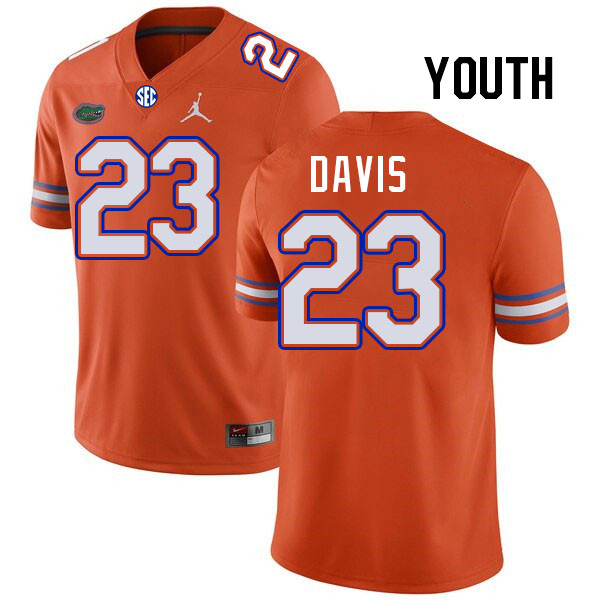 Youth #23 Josiah Davis Florida Gators College Football Jerseys Stitched-Orange